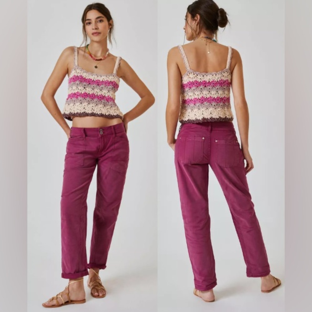 NWT Anthropologie Pilcro The Wanderer Pants in Plum Pink Purple 32